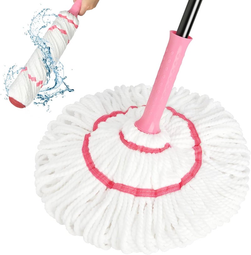 XXFLOWER Self-Wringing Twist Mop for Floor Cleaning, 57” Long Handle Heavy Duty Microfiber Mop for Wet Mopping on Tile, Hardwood, Kitchen, Bathroom, Patio, Garage, Commercial Household Clean (Pink) - Image 1